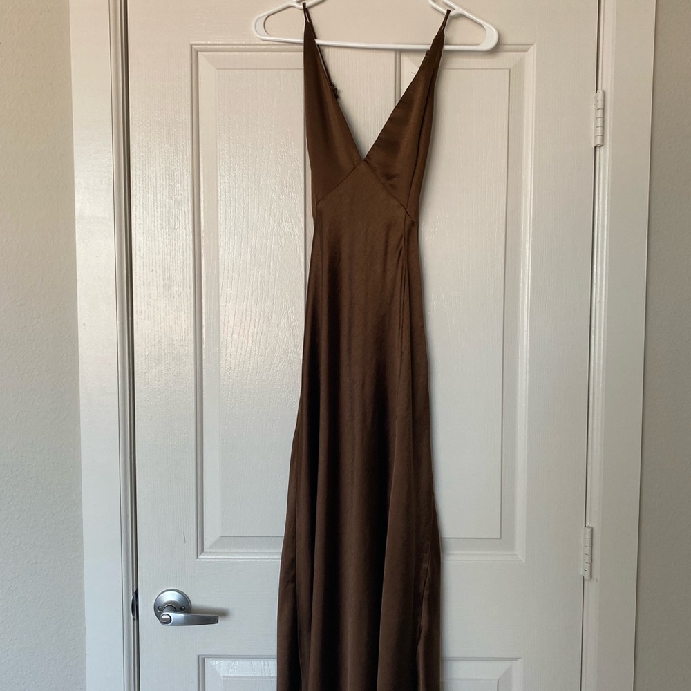 Princess Polly Brown Midi Silk Dress